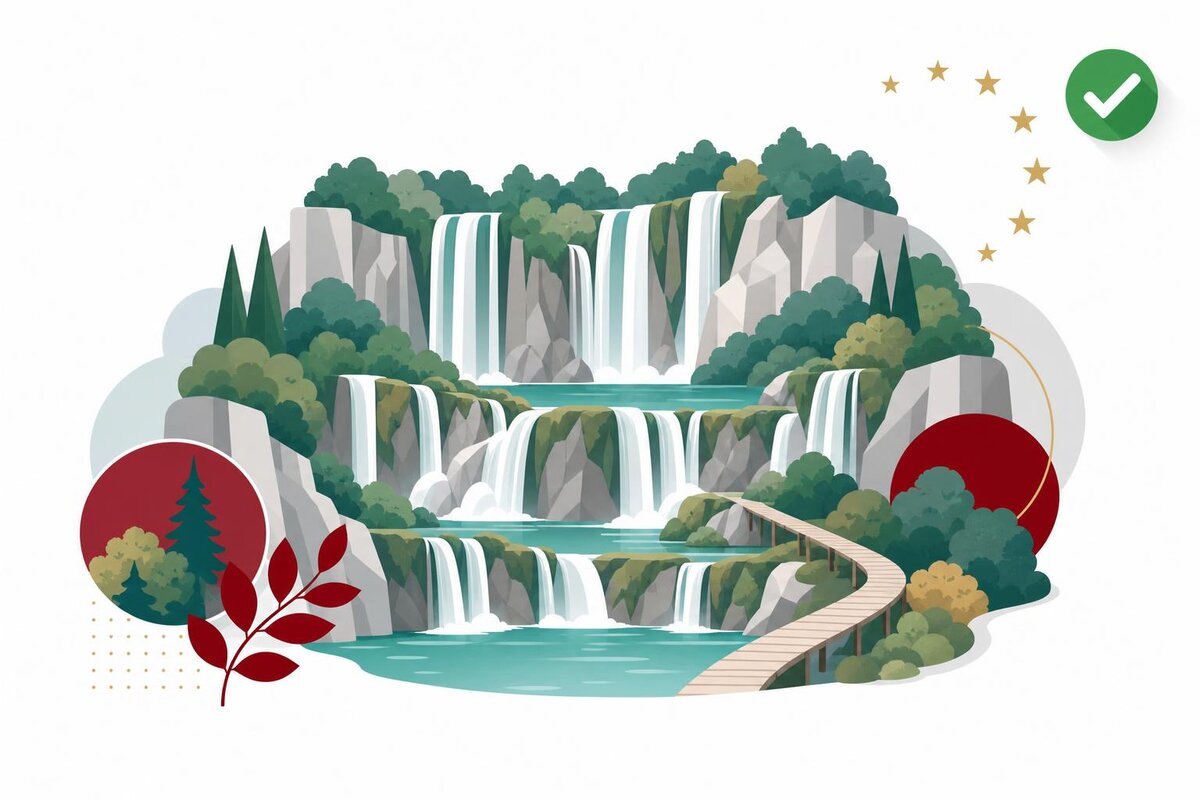 Flat illustration of a landmark in Croacia with a verified VAT checkmark.